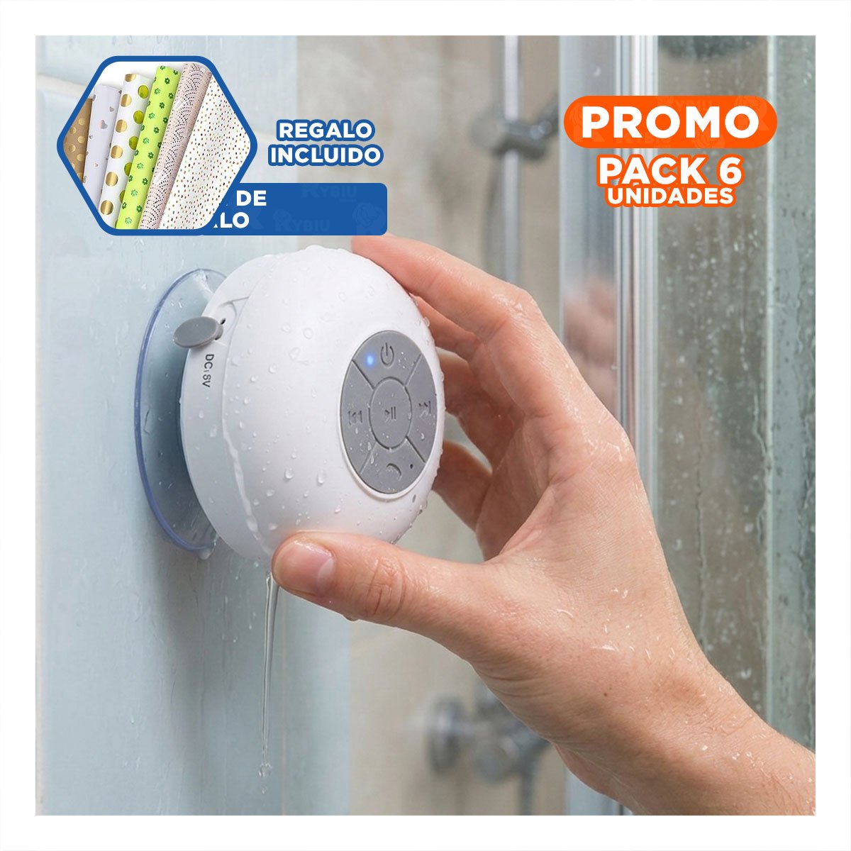 PACK6 ALTAVOZ BLANCO CON AUDIO INALAMBRICO PARA REPRODUCCION MUSICAL Y+PAPEL REGALO - 1