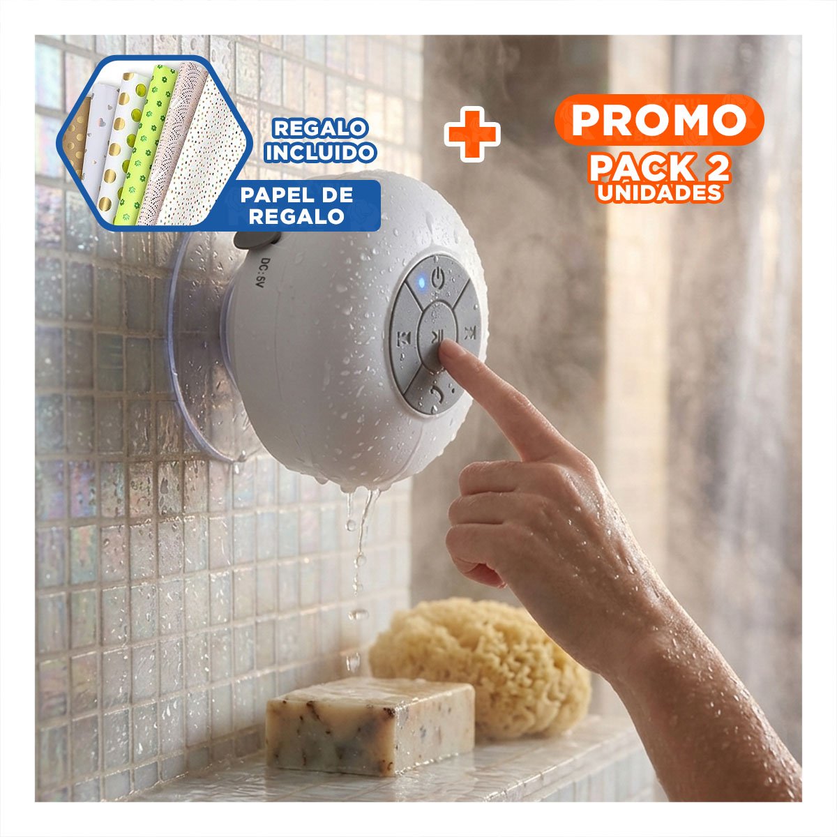 PACK2 ALTAVOZ BLANCO CON CONEXION BLUETOOTH PARA REPRODUCIR SONIDO CLARO Y+PAPEL REGALO - 1