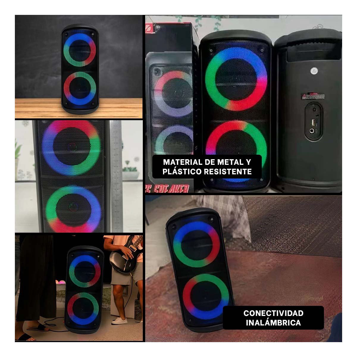 PACK2 DISPOSITIVO NEGRO CON CONEXION BLUETOOTH PARA ESCUCHAR CANCIONES EN CASA Y+PAPEL REGALO - 3