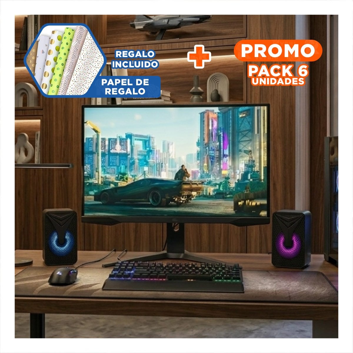 PACK6 EQUIPO DE AUDIO PORTATIL CON SONIDO CLARO PARA OFICINA Y ESTUDIO DIARIO Y+PAPEL REGALO - 1