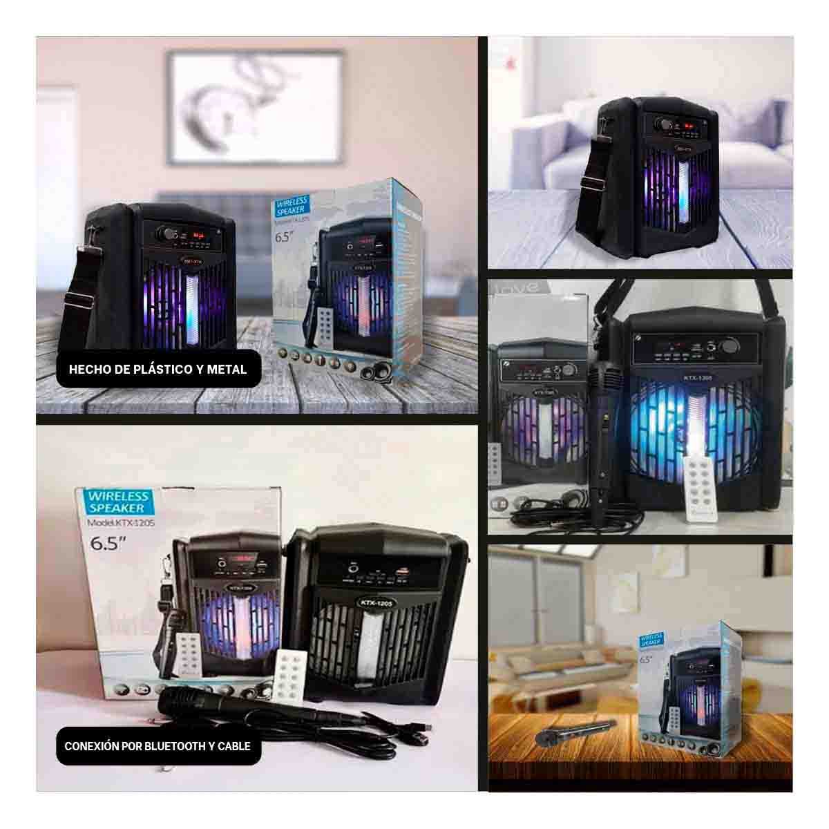 PACK4 ALTAVOZ PORTATIL CON MICROFONO NEGRO PARA KARAOKE EN REUNIONES Y+REGALO STICKER - 2