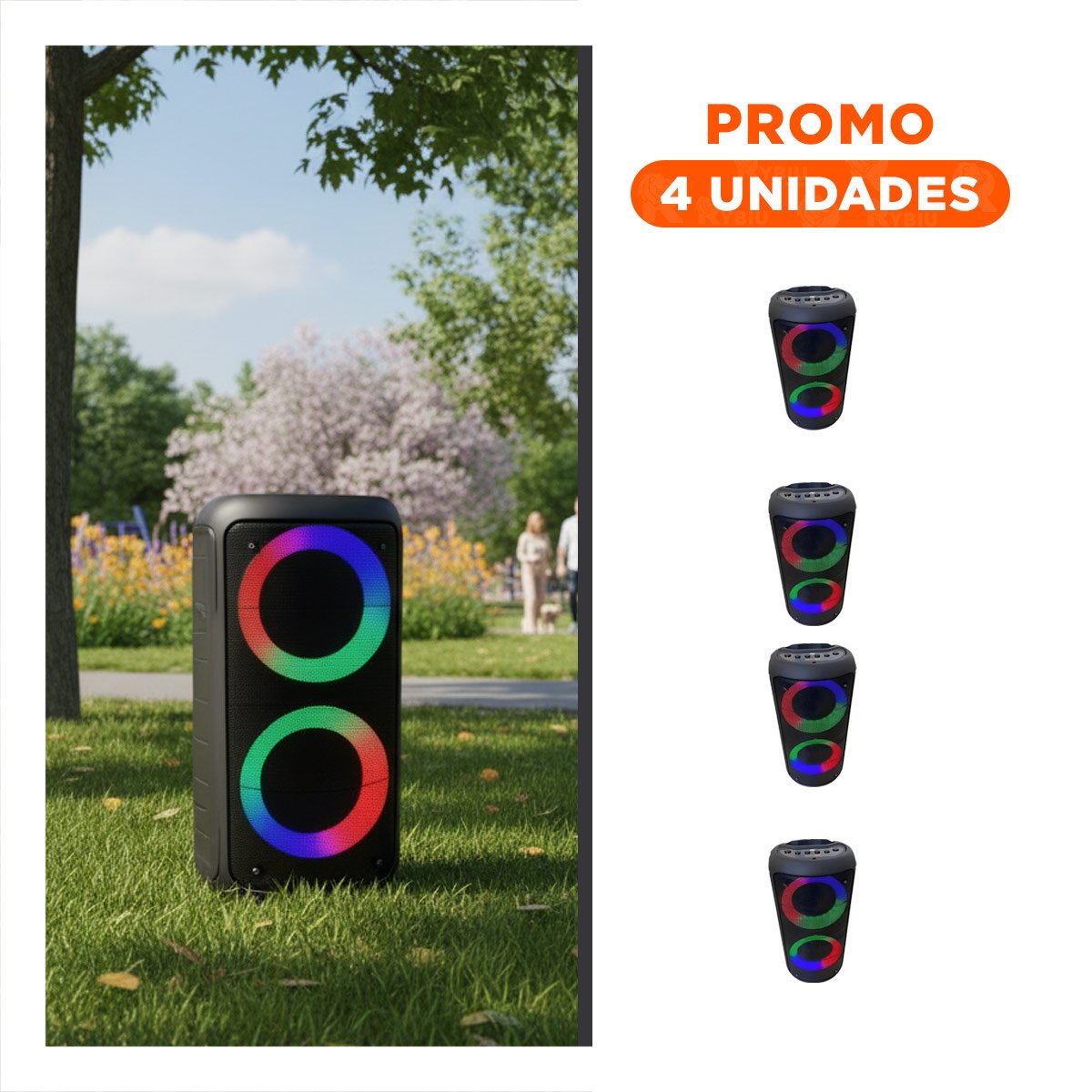 PACK4 EQUIPO DE SONIDO PORTATIL NEGRO CON CONEXION BLUETOOTH PARA REUNIONES Y+REGALO STICKER - 1