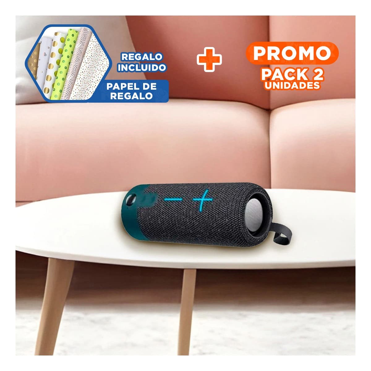 PACK2 ALTAVOZ MODERNO PLOMO TECNOLOGIA FUNCIONAL PARA MUSICA, JUEGOS Y PELICULAS Y+PAPEL REGALO - 1