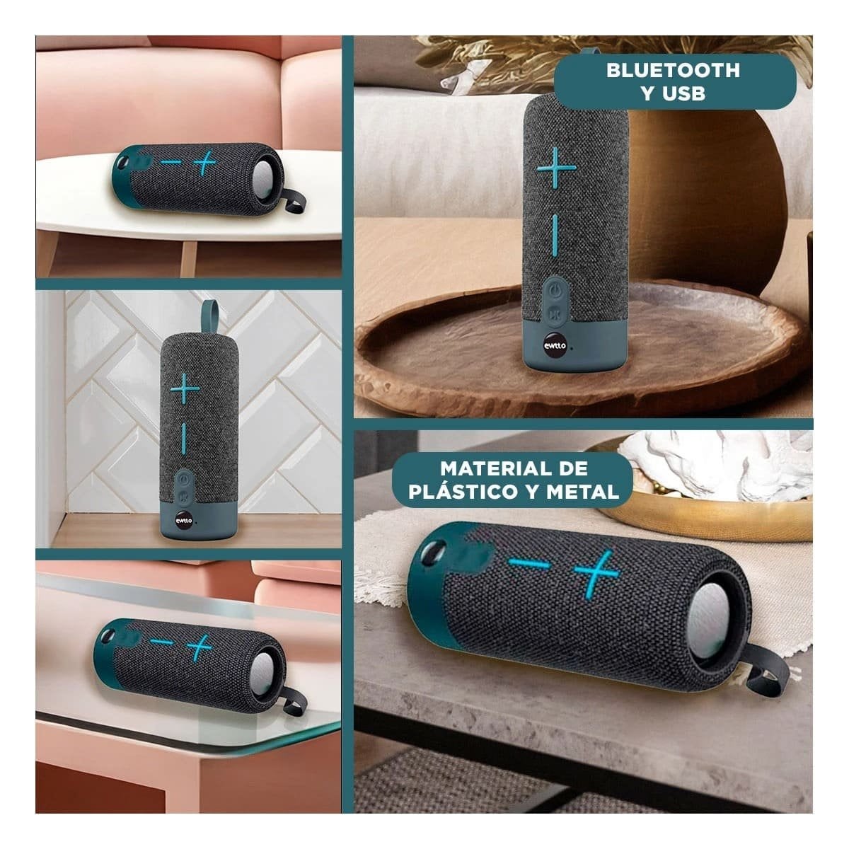 PACK2 ALTAVOZ MODERNO PLOMO TECNOLOGIA FUNCIONAL PARA MUSICA, JUEGOS Y PELICULAS Y+PAPEL REGALO - 3