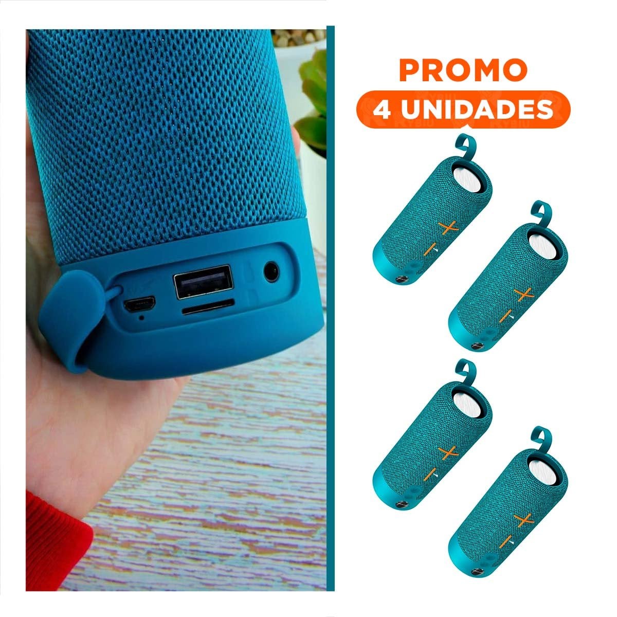 PACK4 PARLANTE SONORO CELESTE DISEÑO MODERNO Y SONIDO POTENTE PARA OFICINA Y+REGALO STICKER - 1