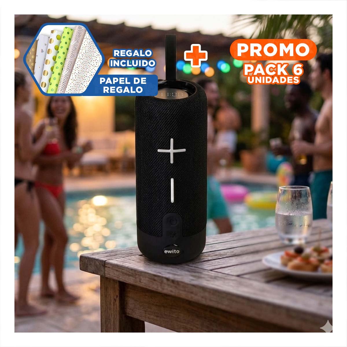 PACK6 EQUIPO BLUETOOTH NEGRO AUDIO CLARO Y COMODO PARA CASA, OFICINA Y ESTUDIO Y+PAPEL REGALO - 1
