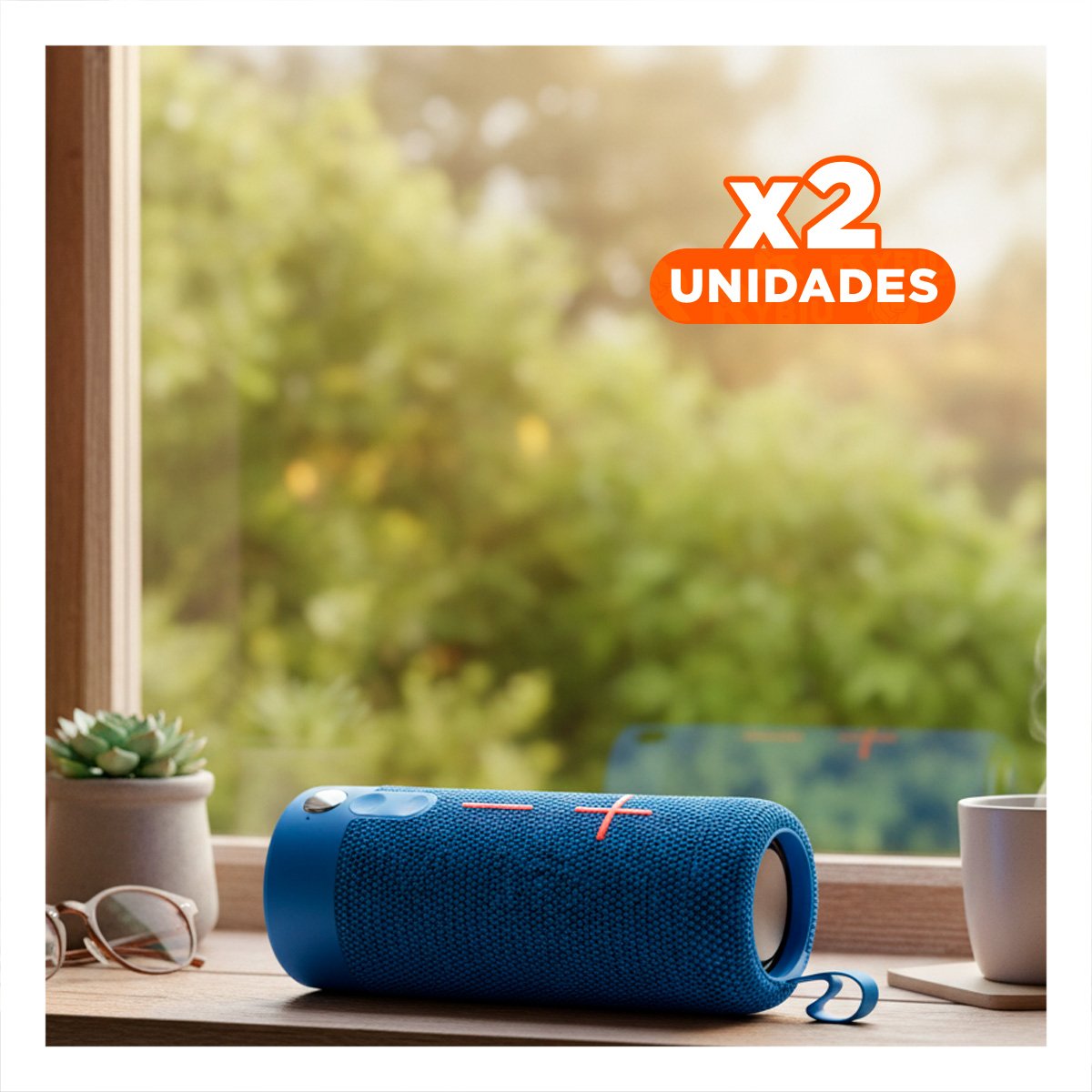 PACK2 ALTAVOZ COMPACTO AZUL SONIDO CLARO Y ACCESORIO PORTATIL PARA CASA Y+REGALO STICKER - 1