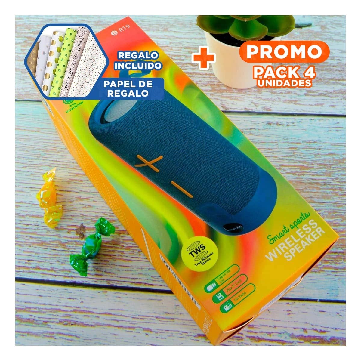 PACK4 REPRODUCTOR GAMER CELESTE ESTILO COMODO Y FUNCIONAL PARA FIESTA Y CASA Y+PAPEL REGALO - 1