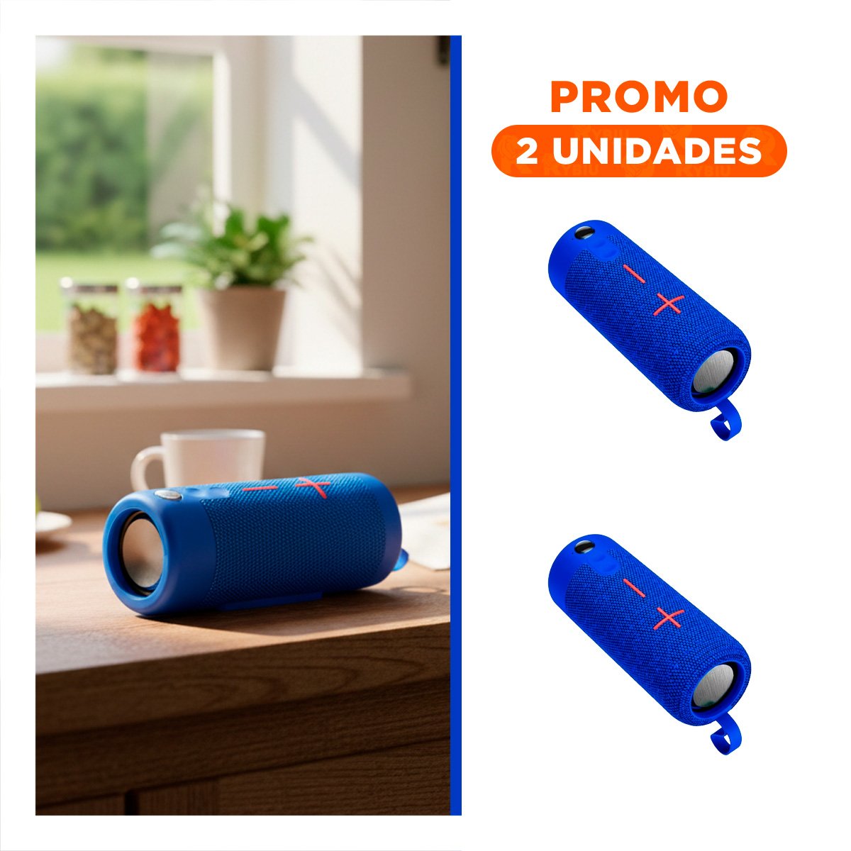 PACK2 PARLANTE COMPACTO AZUL SONIDO POTENTE Y TECNOLOGIA PORTATIL PARA HOGAR - 1