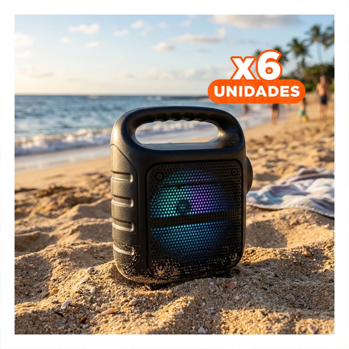 PACK6 ALTAVOZ NEGRO CON LINTERNA LED Y ESTRUCTURA DE 6,5 PULGADAS Y+REGALO STICKER - 1