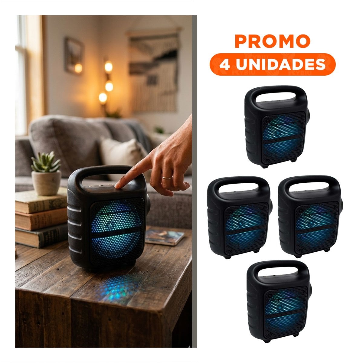 PACK4 SISTEMA MULTIMEDIA NEGRO CON LINTERNA FRONTAL 6,5 PULGADAS Y+REGALO STICKER - 1