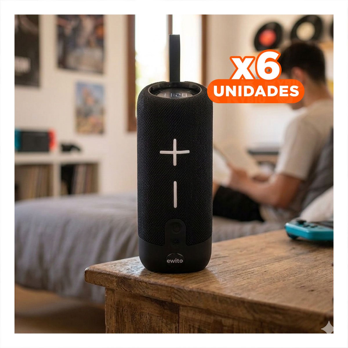 PACK6 SISTEMA PORTATIL NEGRO SONIDO DURADERO Y POTENTE PARA HOGAR Y TRABAJO Y+REGALO STICKER - 1