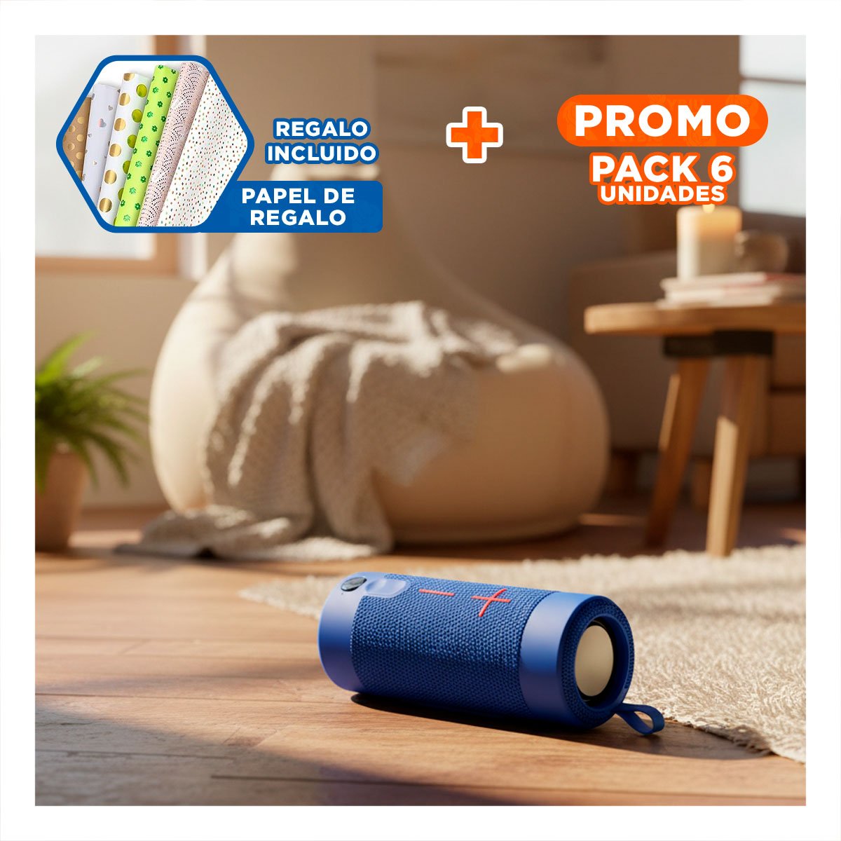 PACK6 ALTAVOZ PROFESIONAL AZUL TECNOLOGIA MODERNA Y SONIDO CLARO PARA OFICINA Y+PAPEL REGALO - 1