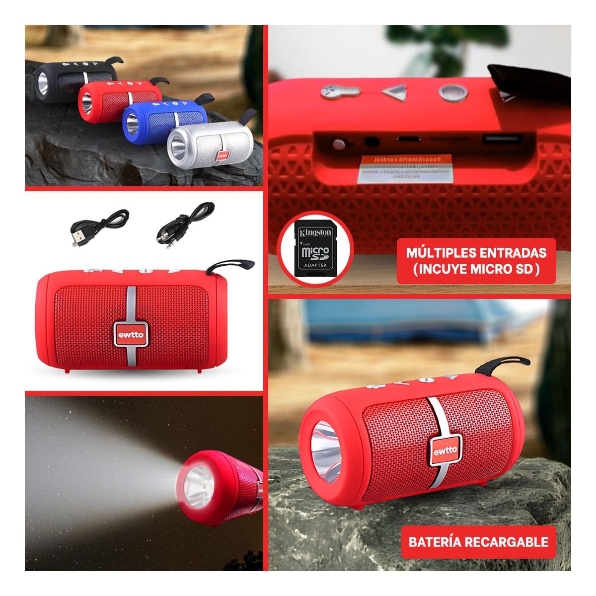 PACK4 PARLANTE MULTIMEDIA ROJO SONIDO PROFESIONAL Y POTENTE PARA OFICINA Y+REGALO STICKER - 2