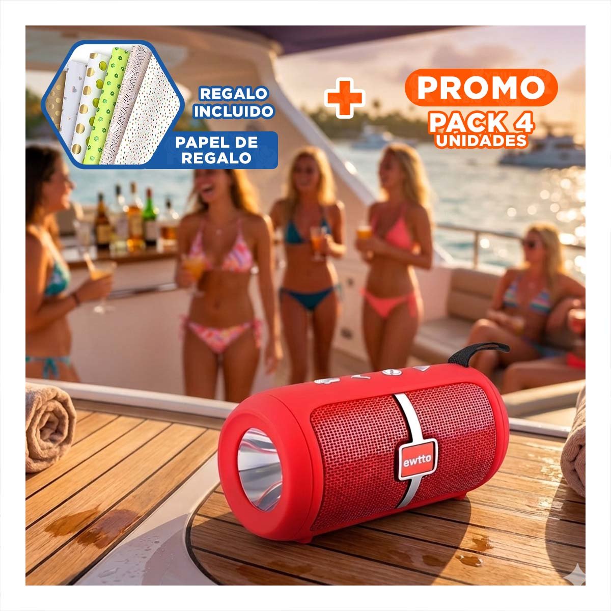 PACK4 REPRODUCTOR COMPACTO ROJO AUDIO PORTATIL Y FUNCIONAL PARA CASA Y ESTUDIO Y+PAPEL REGALO - 1