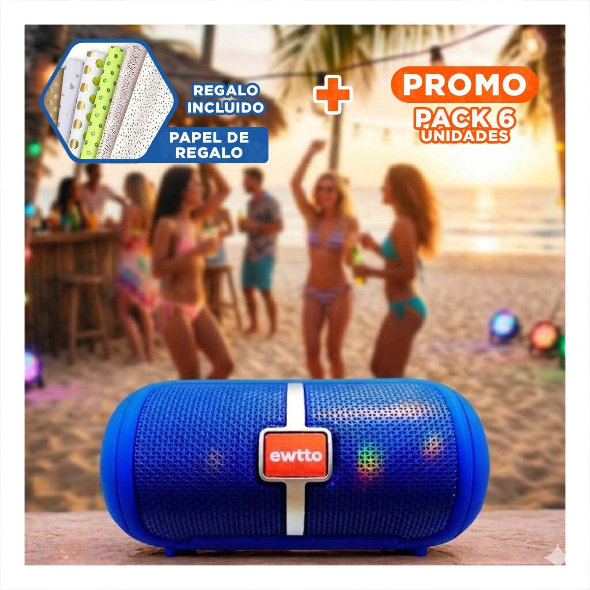 PACK6 EQUIPO BLUETOOTH AZUL AUDIO CLARO Y COMODO PARA CASA, OFICINA Y ESTUDIO Y+PAPEL REGALO - 1