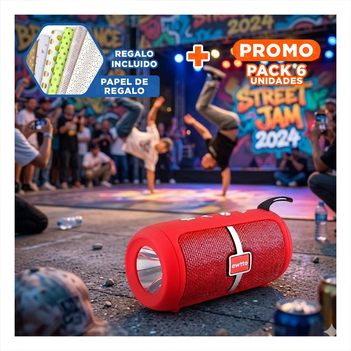 PACK6 EQUIPO BLUETOOTH ROJO AUDIO CLARO Y COMODO PARA CASA, OFICINA Y ESTUDIO Y+PAPEL REGALO - 1