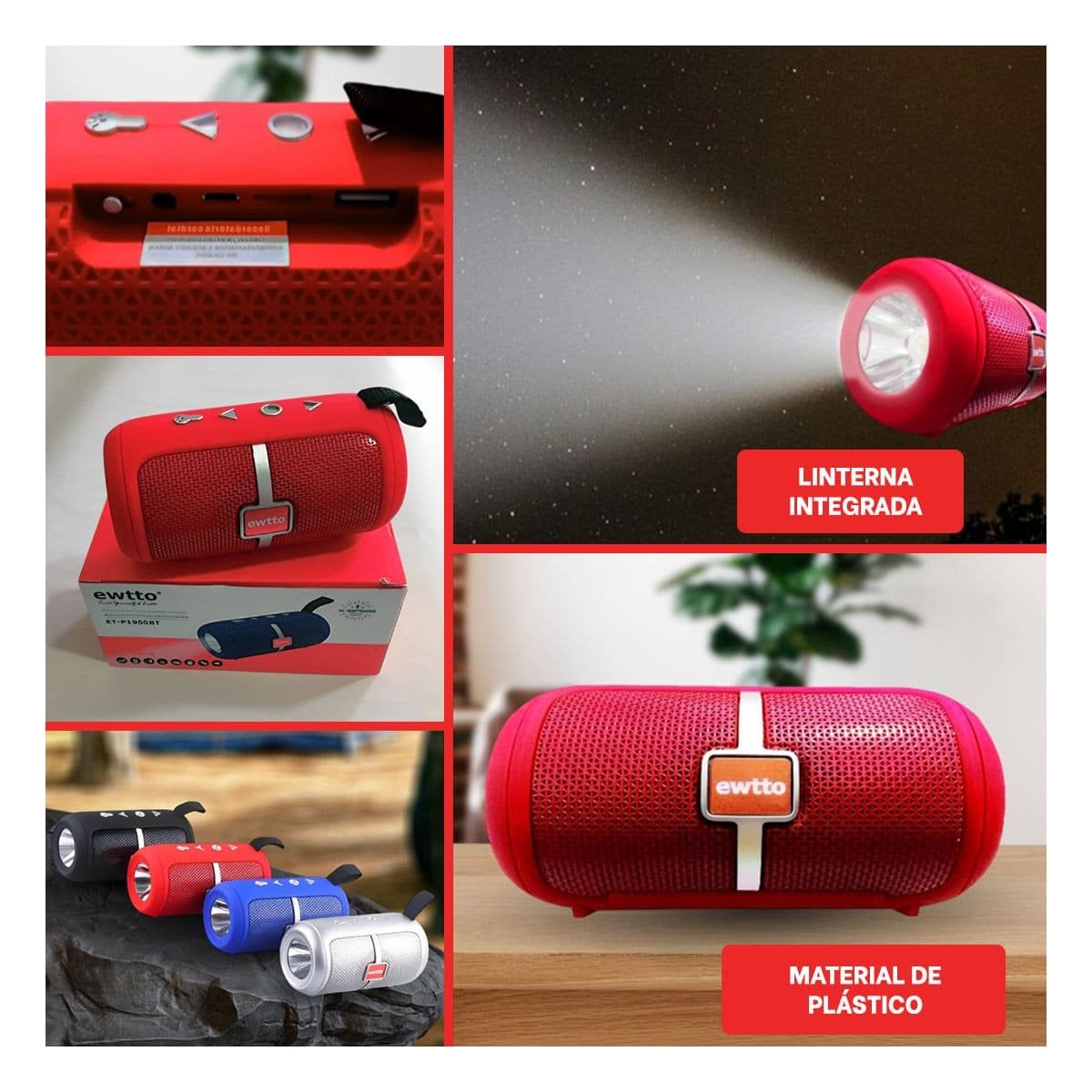 PACK6 EQUIPO BLUETOOTH ROJO AUDIO CLARO Y COMODO PARA CASA, OFICINA Y ESTUDIO Y+PAPEL REGALO - 3