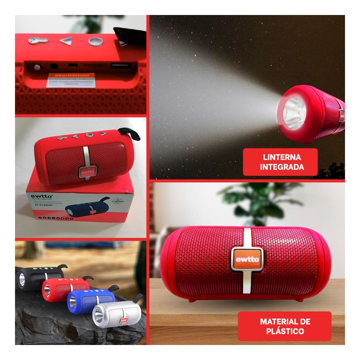 PACK2 ALTAVOZ MODERNO ROJO TECNOLOGIA FUNCIONAL PARA MUSICA, JUEGOS Y PELICULAS Y+PAPEL REGALO - 3
