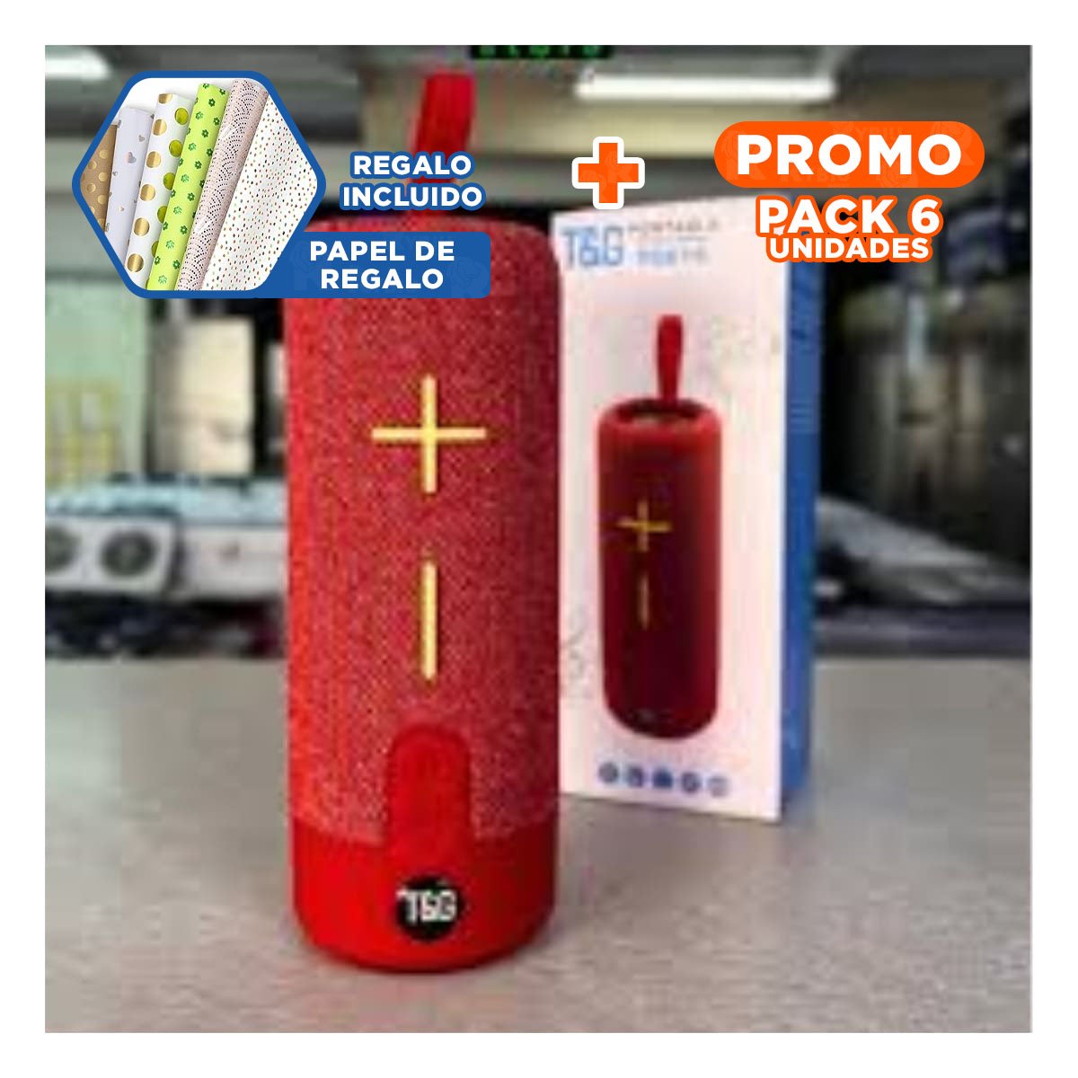 PACK6 EQUIPO BLUETOOTH ROJO AUDIO CLARO Y COMODO PARA CASA, OFICINA Y ESTUDIO Y+PAPEL REGALO - 1