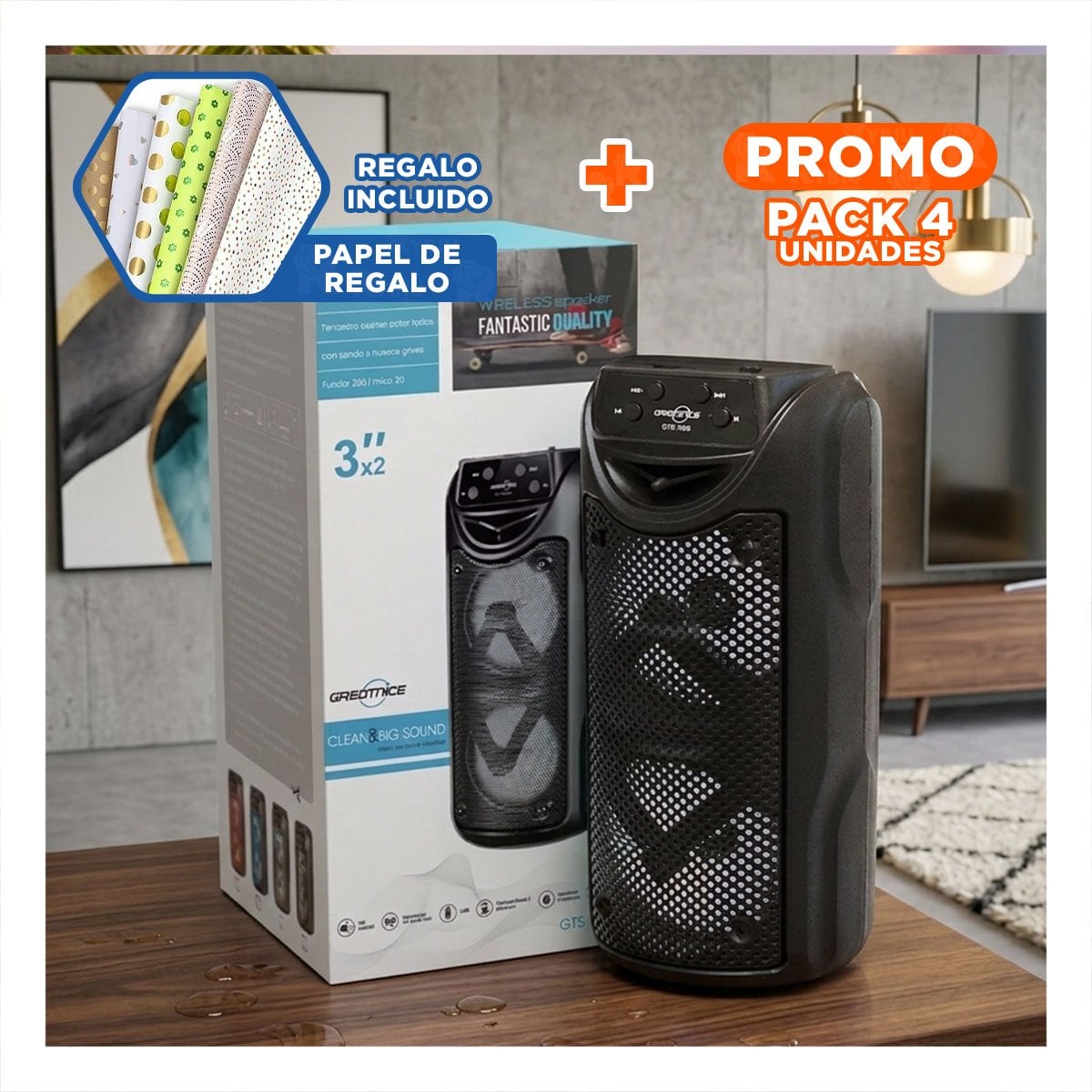 PACK4 REPRODUCTOR COMPACTO NEGRO PARA MUSICA AUDIO PORTATIL Y FUNCIONAL Y+PAPEL REGALO - 1