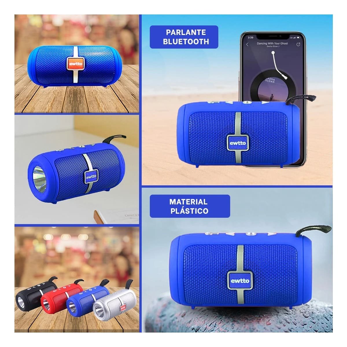 PACK2 ALTAVOZ MODERNO AZUL TECNOLOGIA FUNCIONAL PARA MUSICA, JUEGOS Y PELICULAS Y+PAPEL REGALO - 3