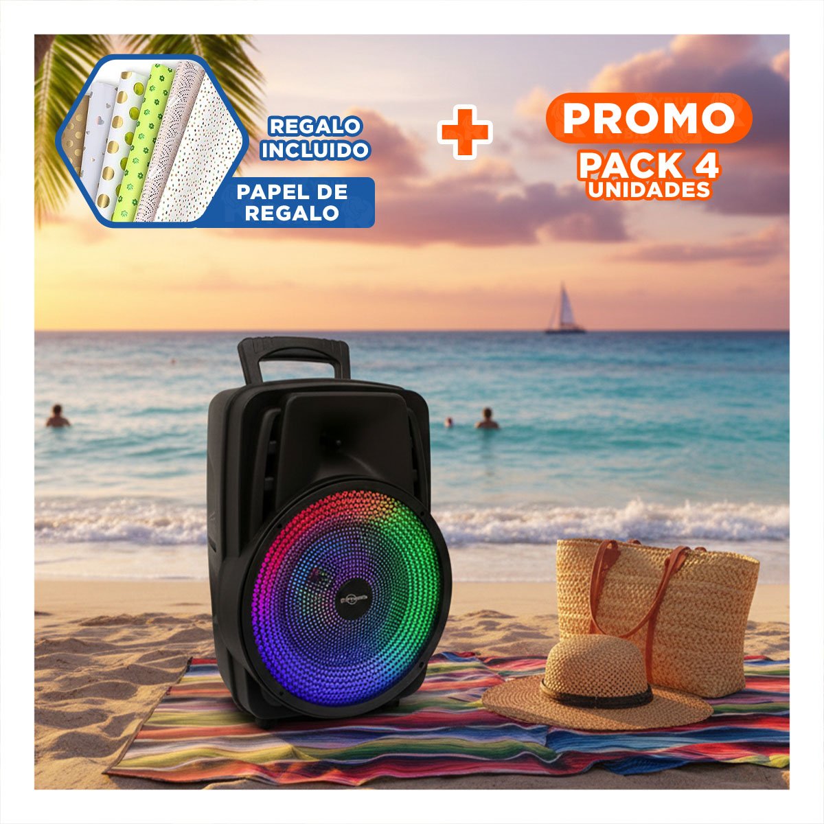 PACK4 ALTAVOZ PROFESIONAL CON BLUETOOTH SONIDO POTENTE Y CLARO PARA OFICINA Y+PAPEL REGALO - 1