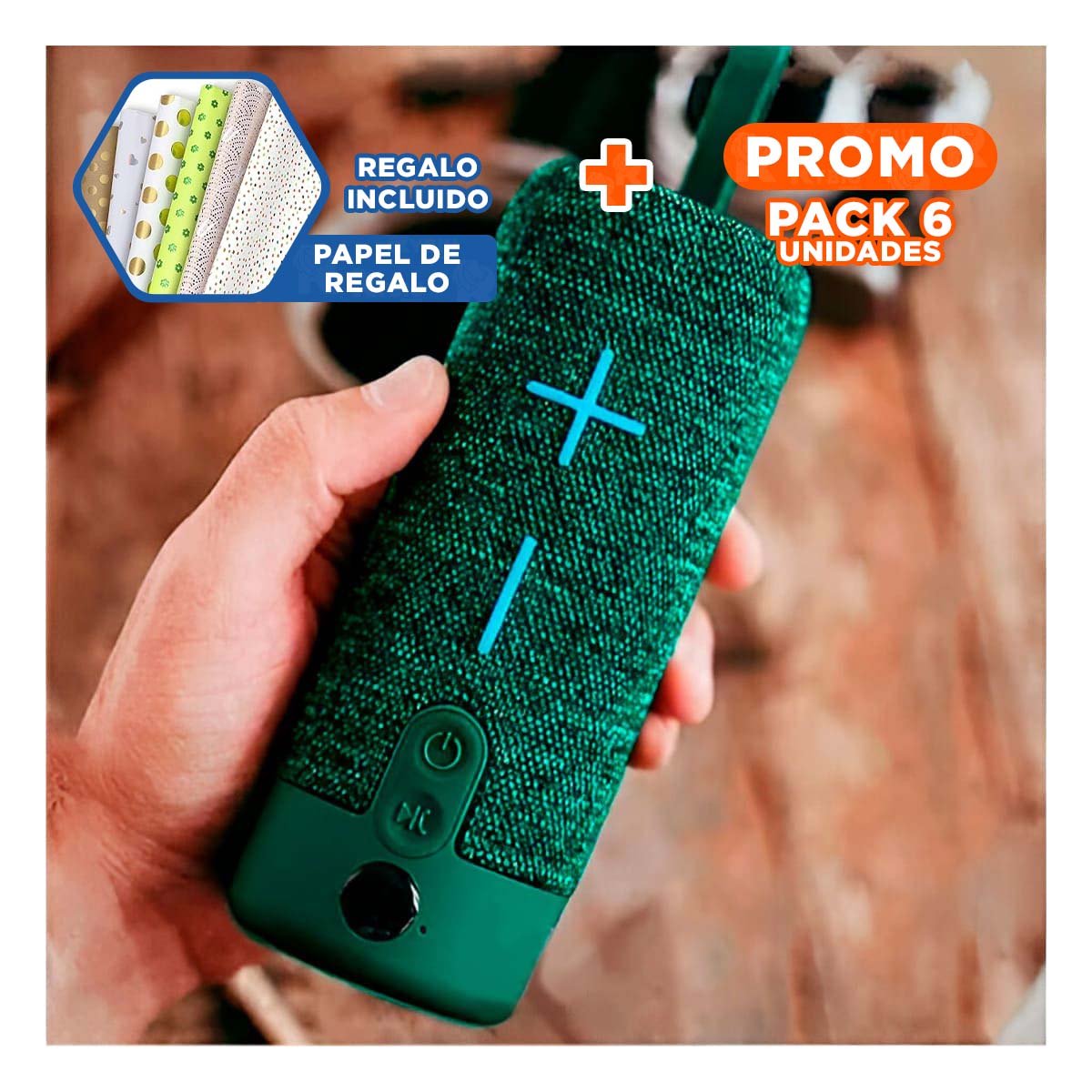 PACK6 EQUIPO BLUETOOTH VERDE AUDIO CLARO Y COMODO PARA CASA, OFICINA Y ESTUDIO Y+PAPEL REGALO - 1