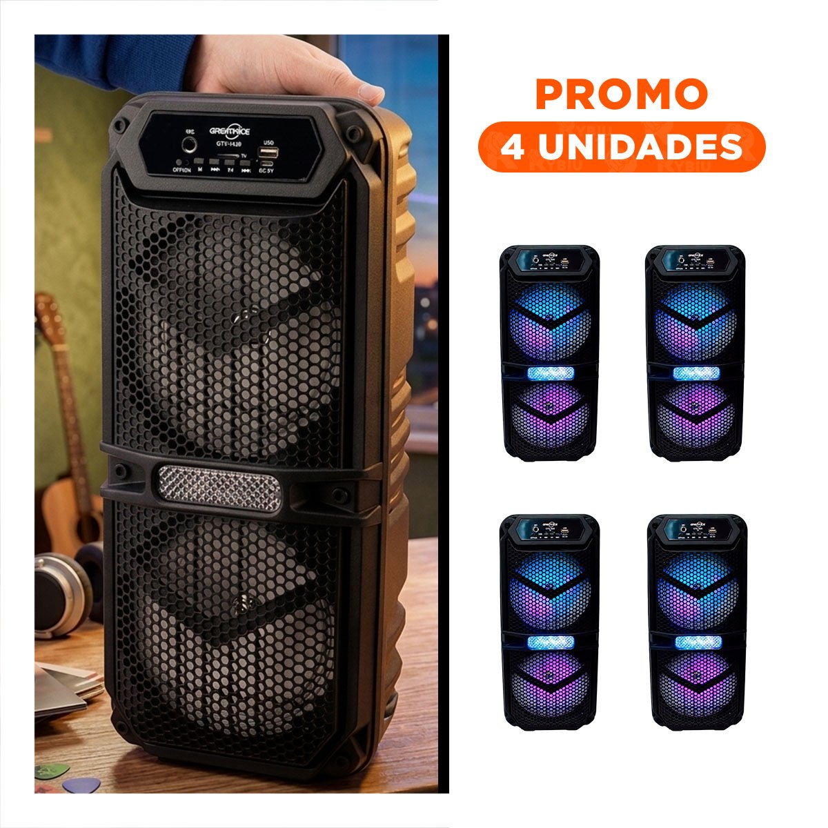 PACK4 SISTEMA AUDIO COLOR NEGRO CON SONIDO AMPLIO PARA REUNIONES Y EVENTOS Y+REGALO STICKER - 1