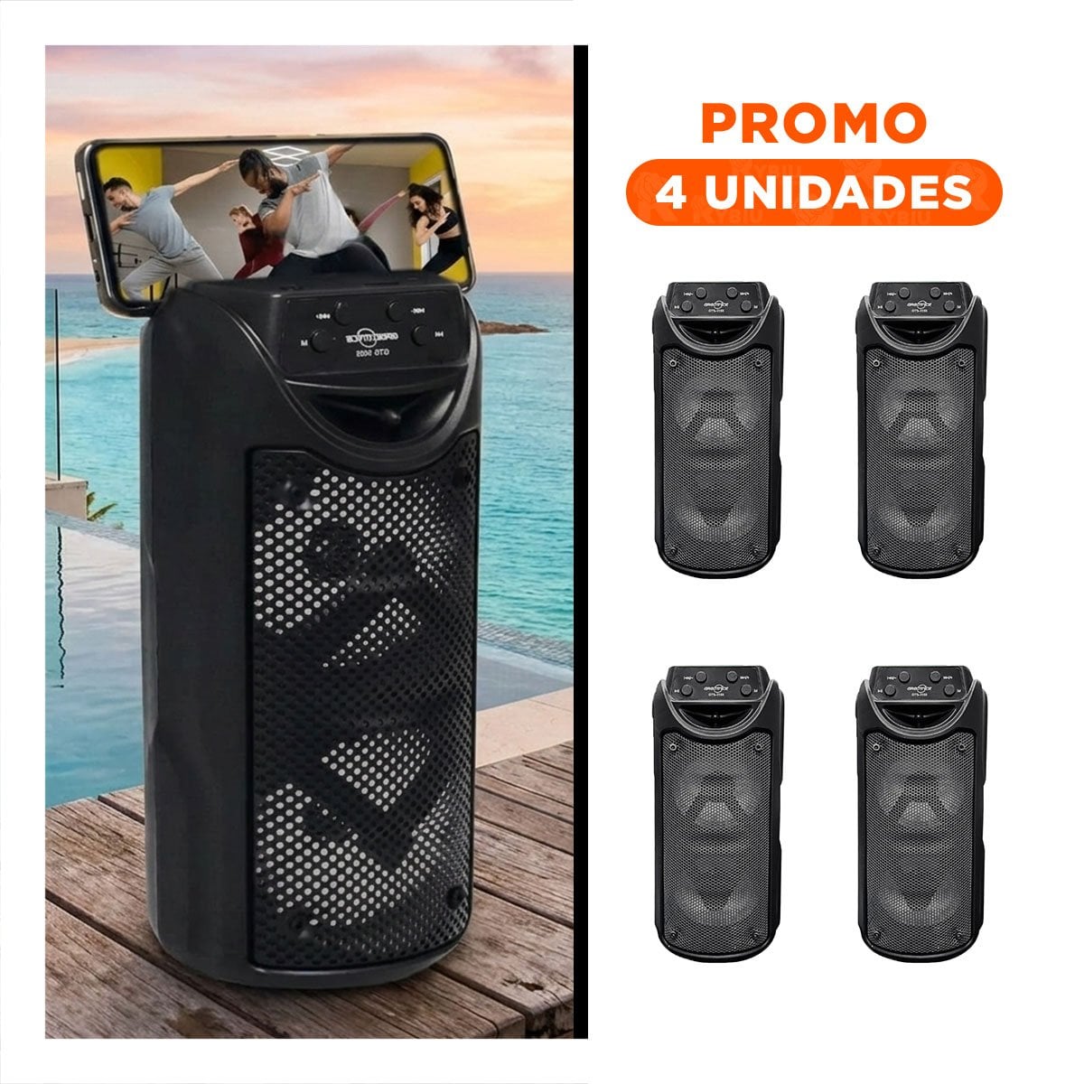 PACK4 PARLANTE MULTIMEDIA NEGRO PARA MUSICA SONIDO PROFESIONAL Y POTENTE Y+REGALO STICKER - 1