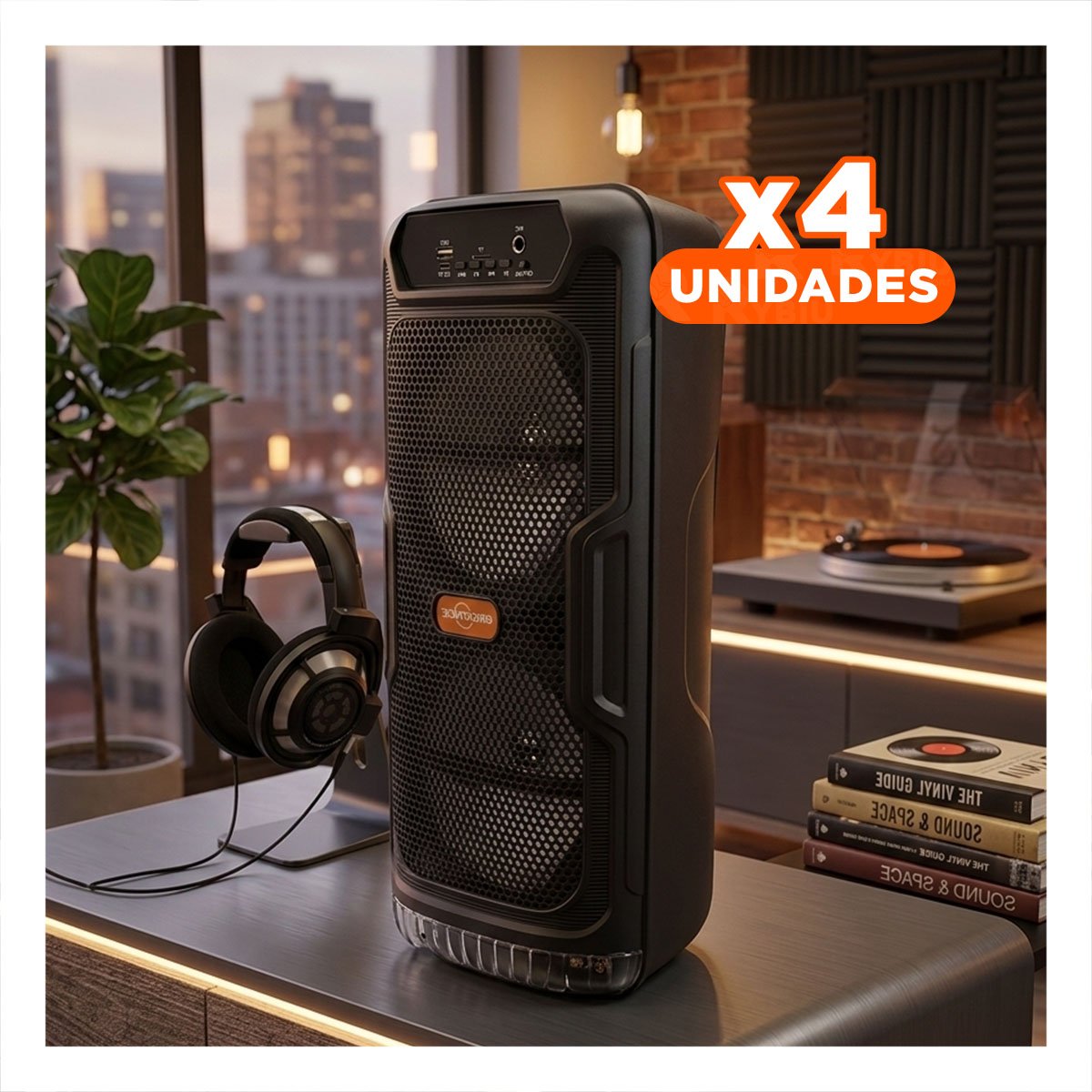 PACK4 SISTEMA INALAMBRICO NEGRO CON BLUETOOTH SONIDO POTENTE Y PRECISO PARA OFICINA - 1