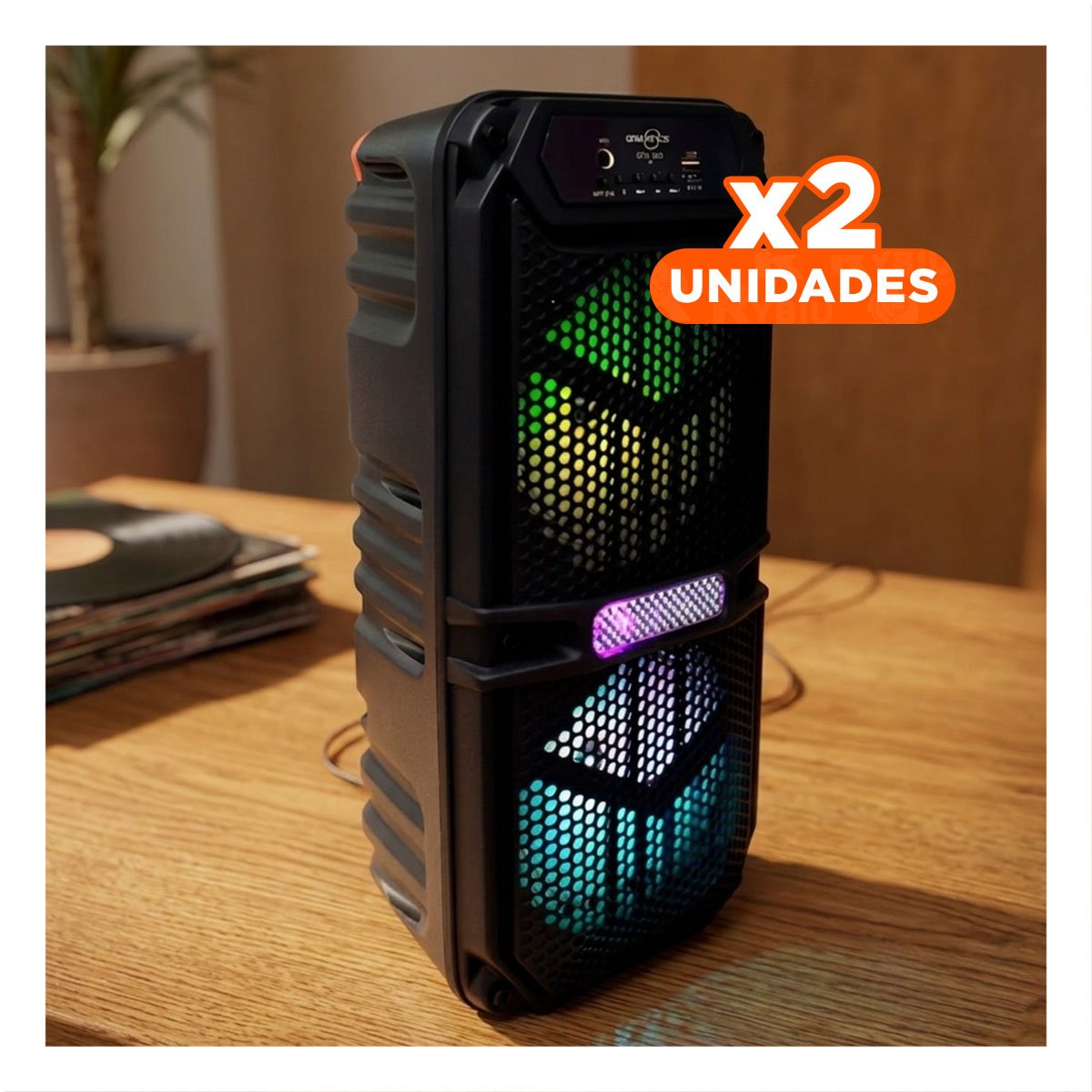 PACK2 ALTAVOZ COLOR NEGRO BLUETOOTH CON BAJO DUAL INTEGRADO Y+REGALO STICKER - 1