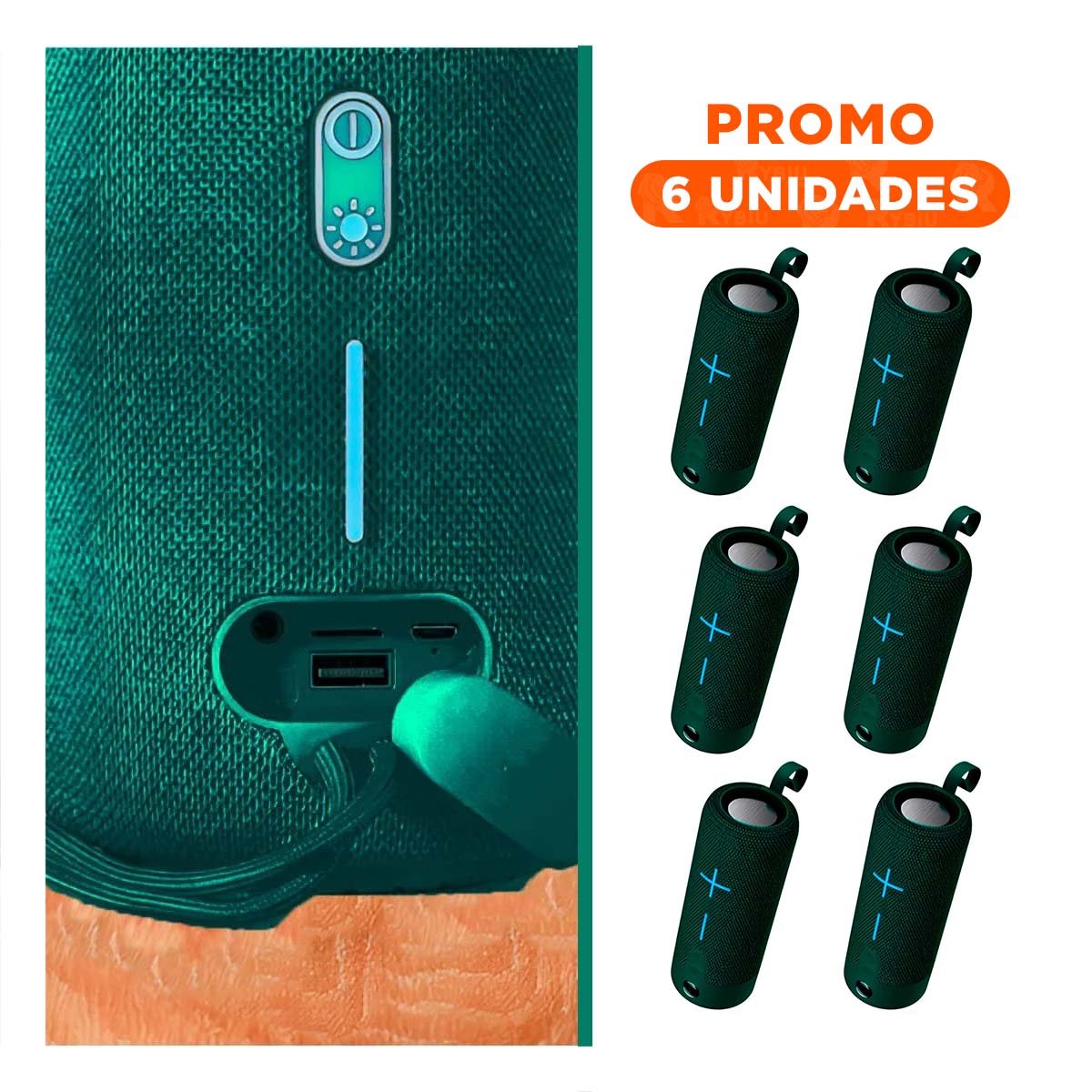 PACK6 ALTAVOZ PROFESIONAL VERDE TECNOLOGIA MODERNA PARA MUSICA, JUEGOS Y PELICULAS - 1