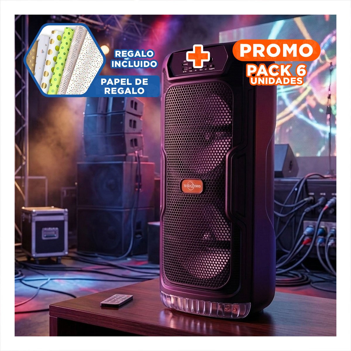 PACK6 EQUIPO BLUETOOTH NEGRO CON BLUETOOTH AUDIO CLARO Y COMODO EN HOGAR Y+PAPEL REGALO - 1