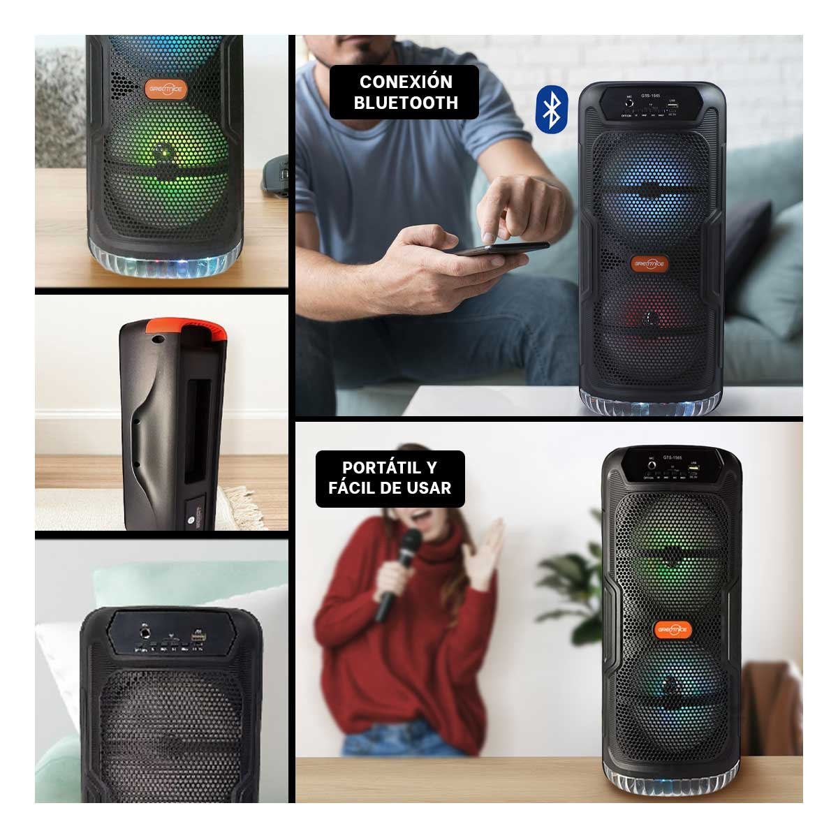 PACK6 EQUIPO BLUETOOTH NEGRO CON BLUETOOTH AUDIO CLARO Y COMODO EN HOGAR Y+PAPEL REGALO - 3