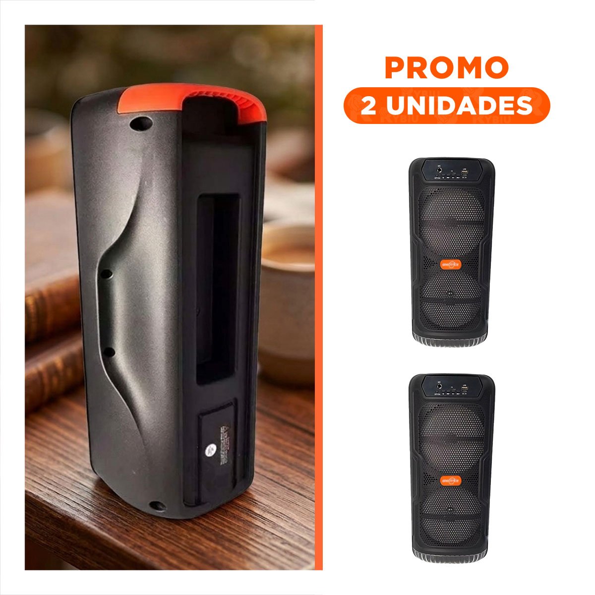 PACK2 PARLANTE PORTATIL NEGRO CON BLUETOOTH SONIDO CLARO Y POTENTE PARA CASA Y OFICINA - 1