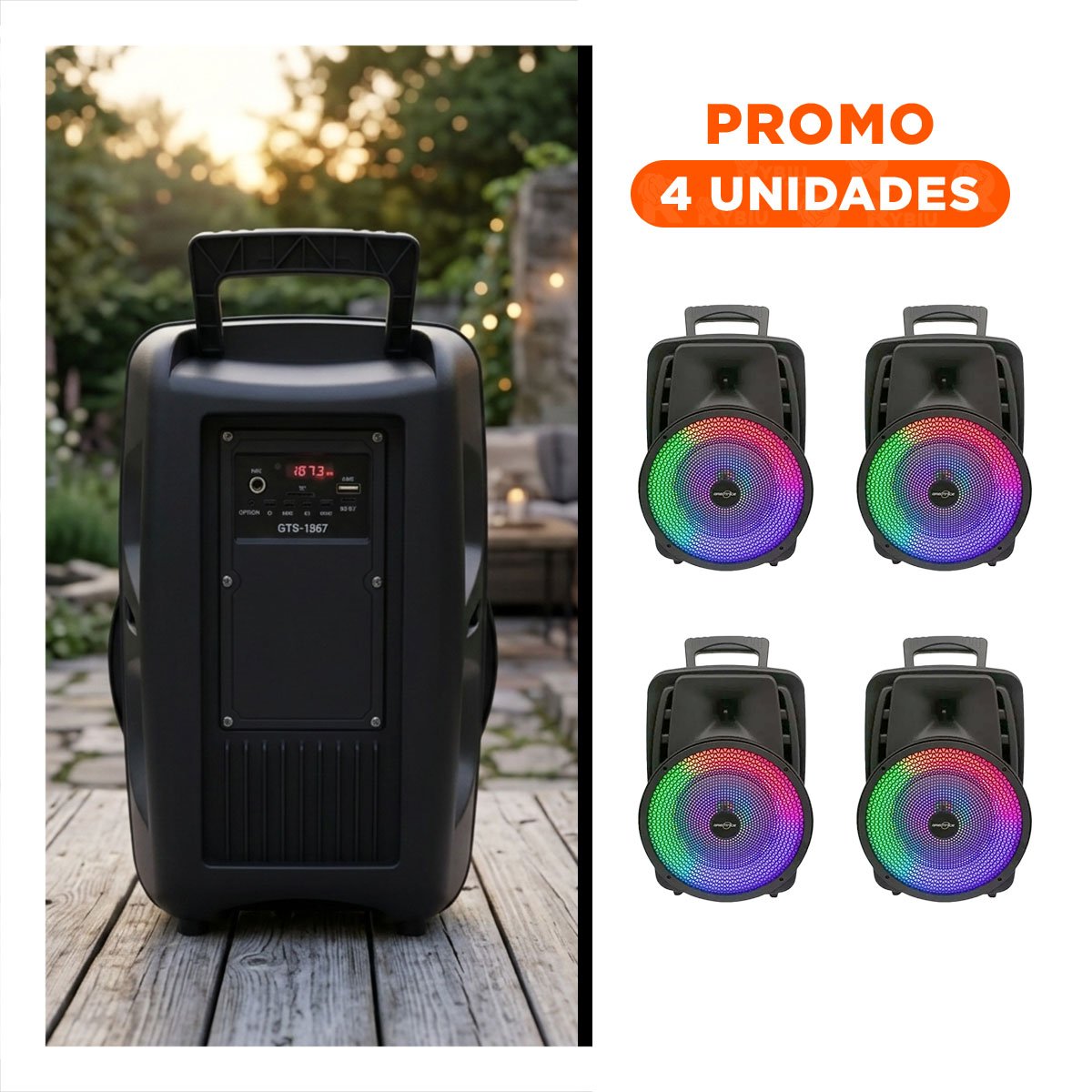PACK4 REPRODUCTOR INALAMBRICO CON BLUETOOTH AUDIO CLARO Y POTENTE PARA HOGAR Y+REGALO STICKER - 1
