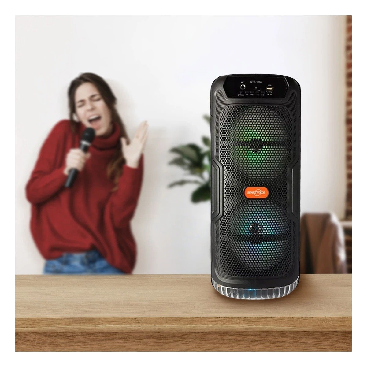 PACK2 ALTAVOZ MODERNO NEGRO CON BLUETOOTH TECNOLOGIA FUNCIONAL PARA PELICULAS Y+PAPEL REGALO - 5