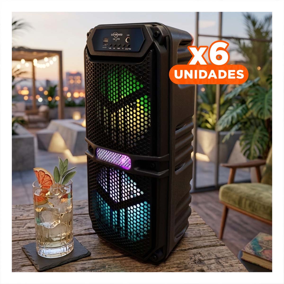 PACK6 BOCINA COLOR NEGRO RECARGABLE CON CONEXION RAPIDA BLUETOOTH Y+REGALO STICKER - 1