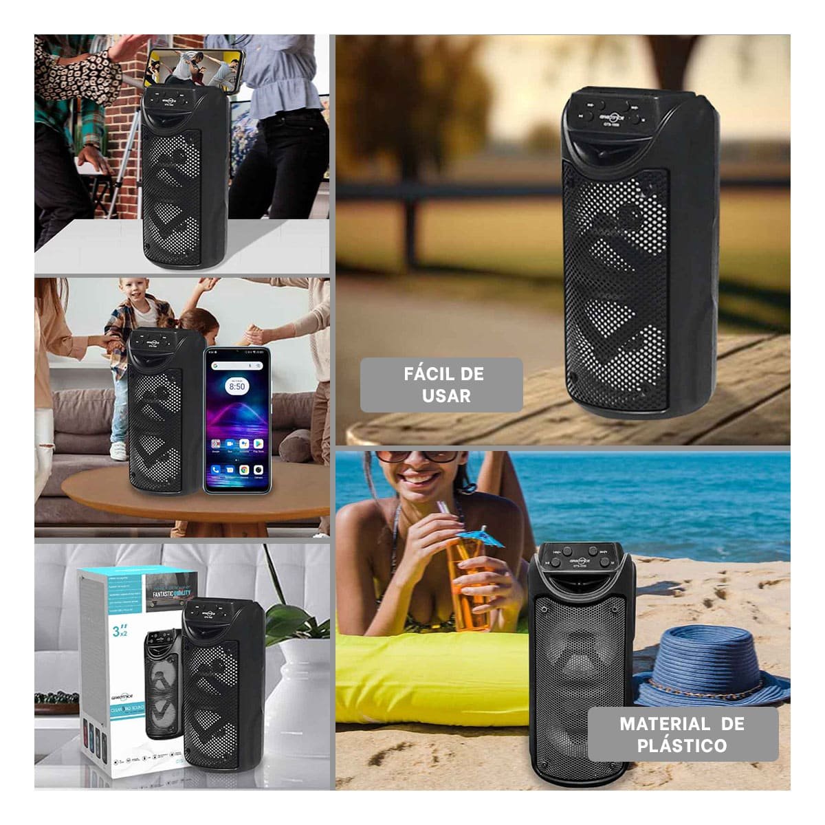 PACK2 ALTAVOZ MODERNO NEGRO PARA MUSICA TECNOLOGIA FUNCIONAL PARA PELICULAS Y+PAPEL REGALO - 3