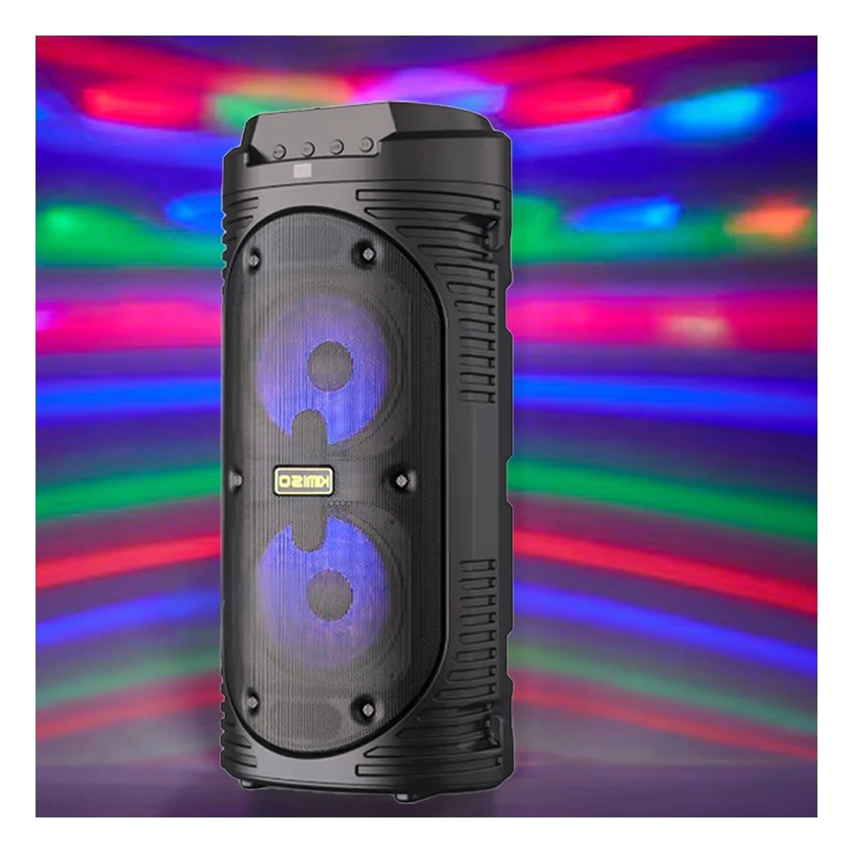 PACK2 BOCINA TORRE BLUETOOTH CON LUZ LED NEGRO CON BASE FIRME ANTIDESLIZANTE Y+PAPEL REGALO - 5