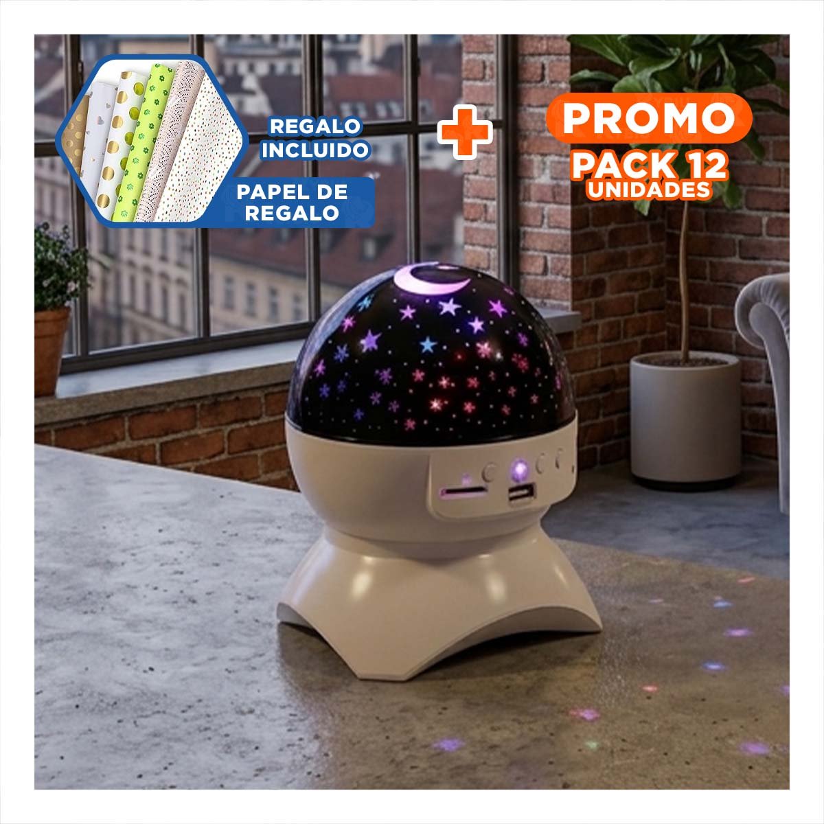 PACK12 ALTAVOZ COLOR BLANCO CON ESTILO MINIMALISTA Y LAMPARA PARA DORMITORIO Y+PAPEL REGALO - 1