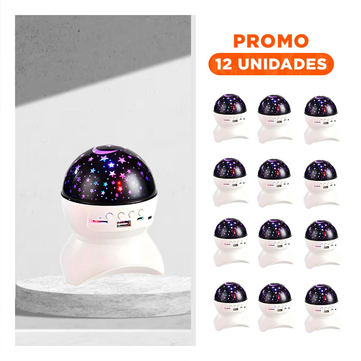 PACK12 BOCINA CON LUZ REGULABLE Y LAMPARA BLANCO PARA HOGAR Y+REGALO STICKER - 1