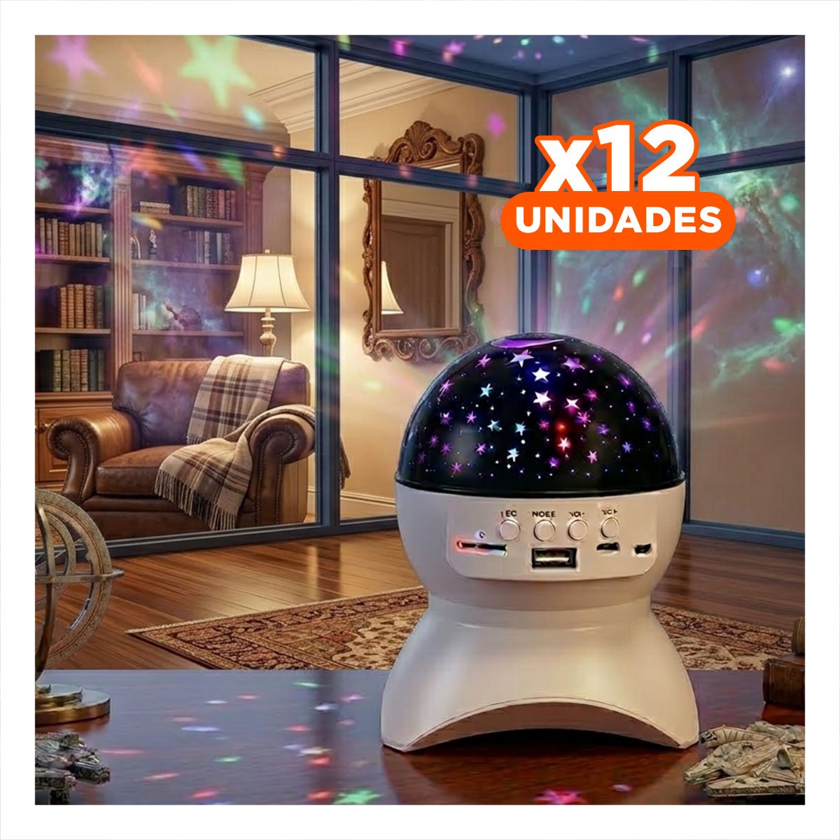 PACK12 PARLANTE CON TONOS LED Y LAMPARA COLOR BLANCO PARA SALA - 1