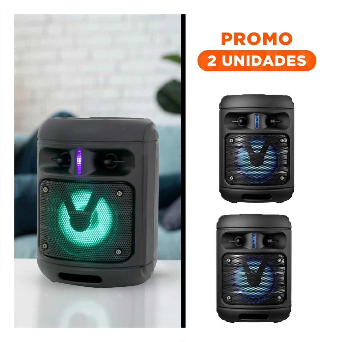 PACK2 SISTEMA AUDIO BLUETOOTH PORTATIL NEGRO CON BAJO PROFUNDO INTEGRADO - 1