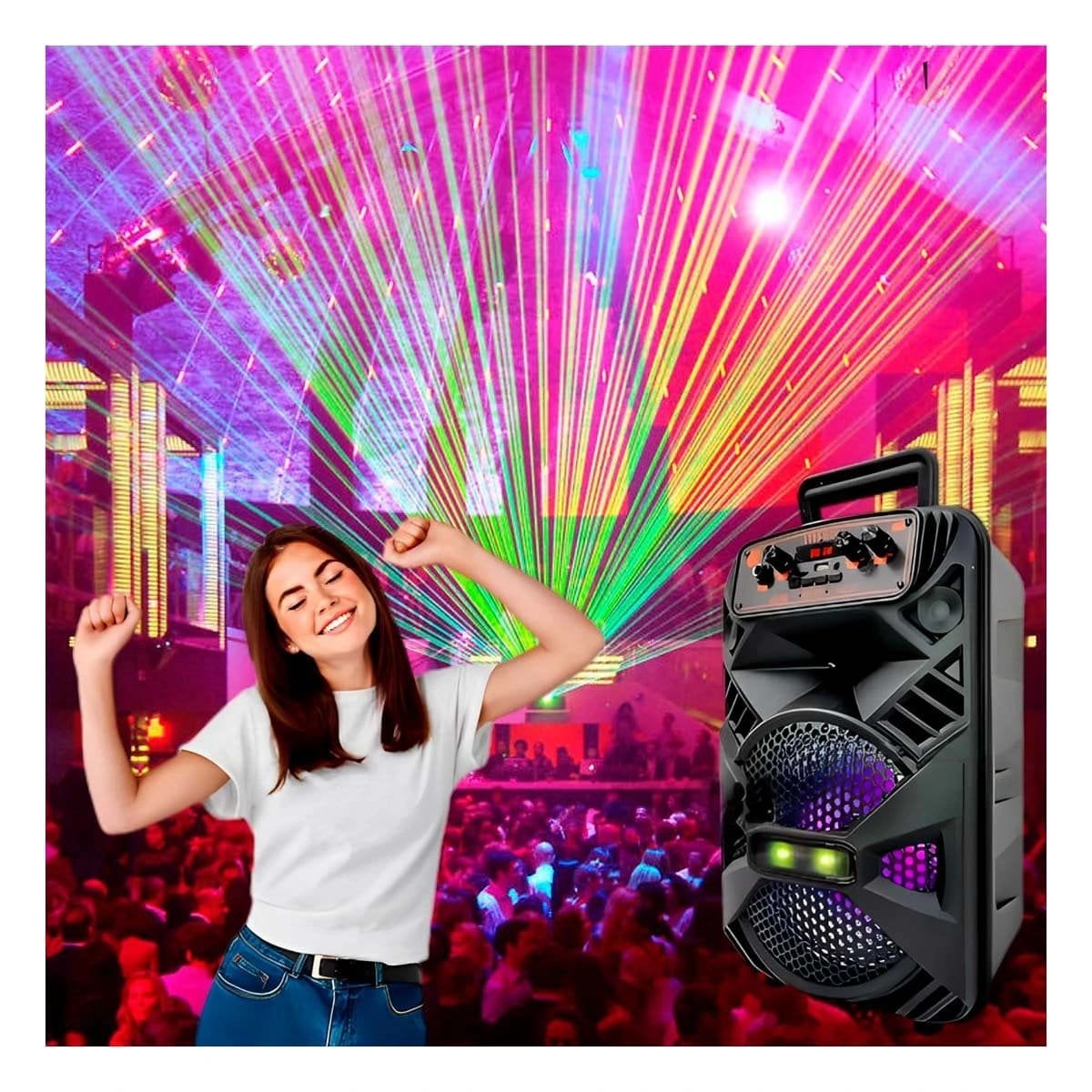 PACK4 EQUIPO SONIDO TORRE BLUETOOTH CON LUZ LED NEGRO CON CONEXION RAPIDA Y+PAPEL REGALO - 5