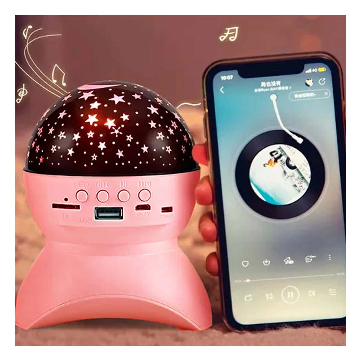 PACK12 ALTAVOZ CON LUZ SUAVE COLOR ROSADO Y LAMPARA PARA DORMITORIO Y+PAPEL REGALO - 3