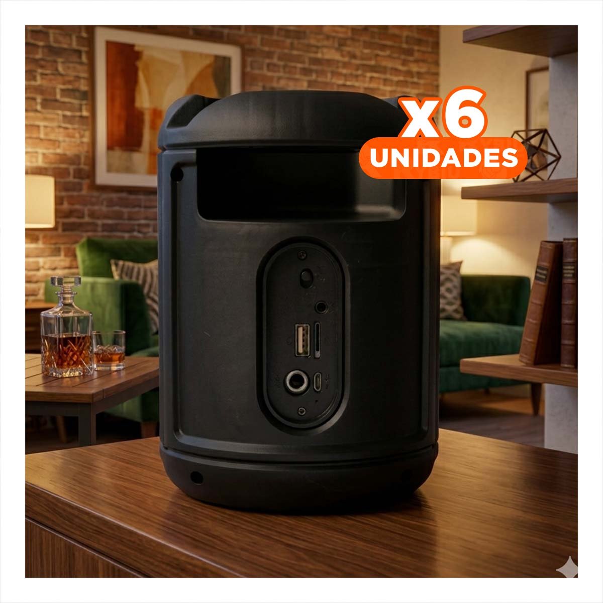 PACK6 EQUIPO SONIDO BLUETOOTH PORTATIL NEGRO CON FORMATO COMPACTO Y+REGALO STICKER - 1