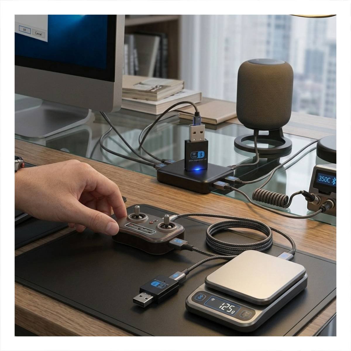 PACK4 CONECTOR USB QUE PERMITE ENLAZAR ACCESORIOS BLUETOOTH Y NAVEGAR POR WIFI NEGRO 300MBPS - 3
