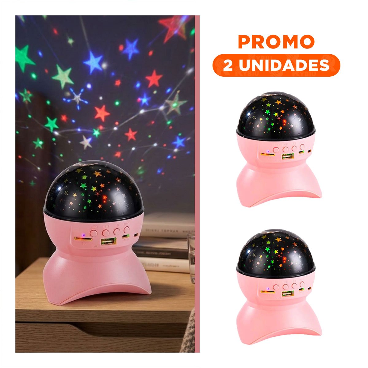 PACK2 ALTAVOZ CON ESTILO MODERNO Y LAMPARA COLOR ROSADO PARA HOGAR - 1